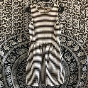 J Crew black and white striped dress with pockets